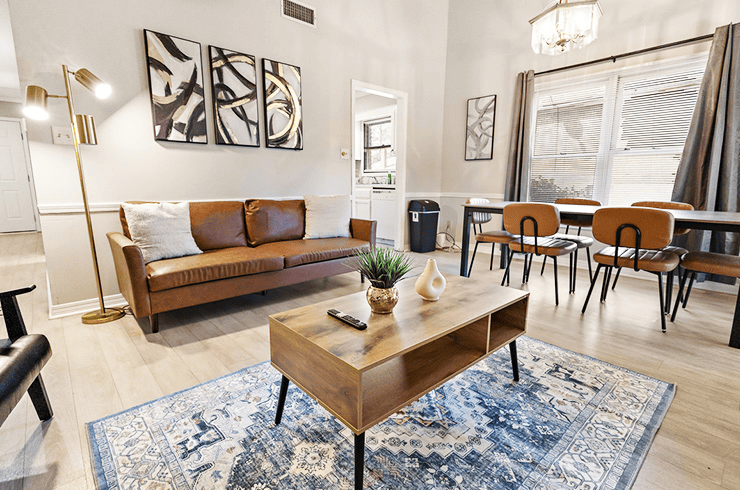 Fully furnished apartment kitchen for construction crew