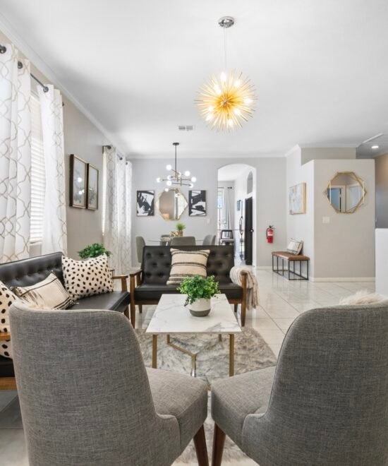 Furnished bedroom at the Palace Estate Ave property