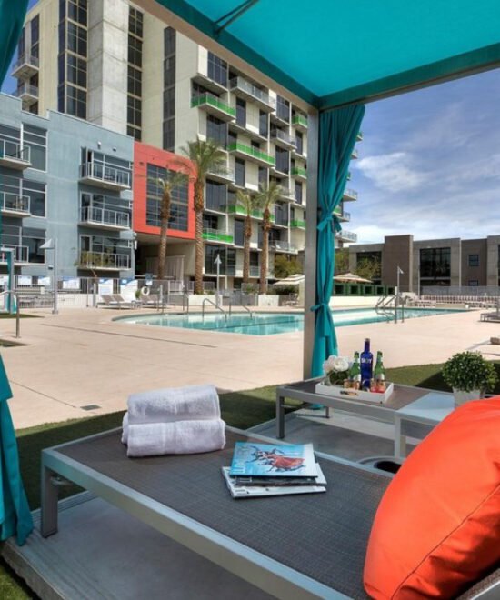 Furnished interior for extended-stay living